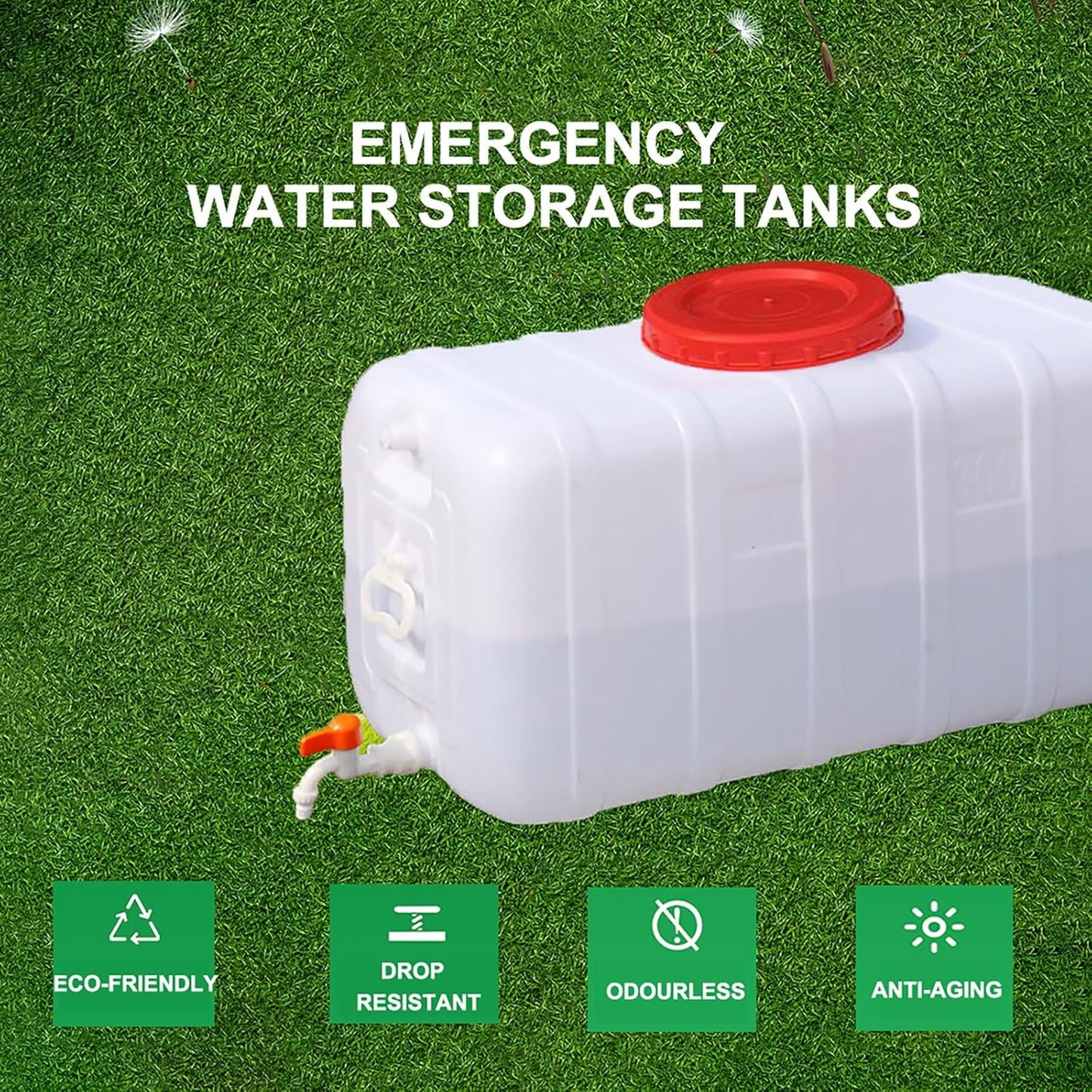 Large Capacity Water Tank with Spigot for Camping Plastic Water Storage Tank Water Container for Emergency Storage Household Outdoor Camping RV Self-Driving Tour(Size:25L/6.6gallon)