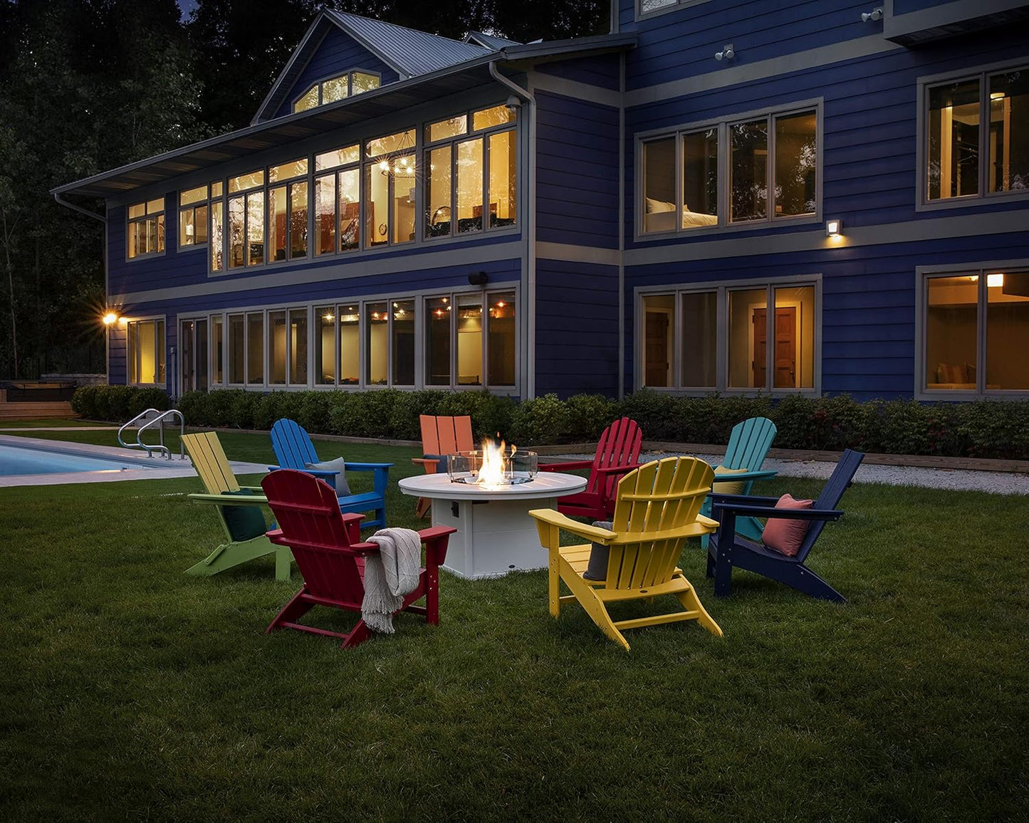 Polywood Vineyard Adirondack Chair, Outdoor Patio Furniture, Pacific Blue Composite Chair for Deck, Pool, Garden, Fire Pit, Classic Design, Fade-Proof