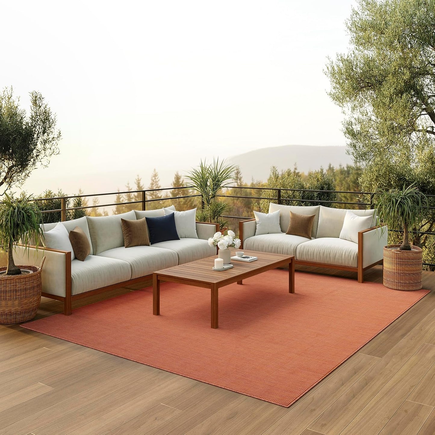 Nourison Home Positano 7' x 10' Terracotta Fabric Modern Area Rug (7' x 10')