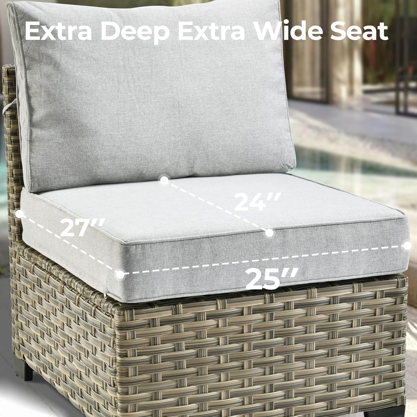 HOOOWOOO Outdoor Sectional Patio Furniture Set,9 Pieces Wicker Conversation Sets L Shaped Couch,Extra Deep Out Door Sofa Outside Furniture with Swivel Chairs,Light Gray