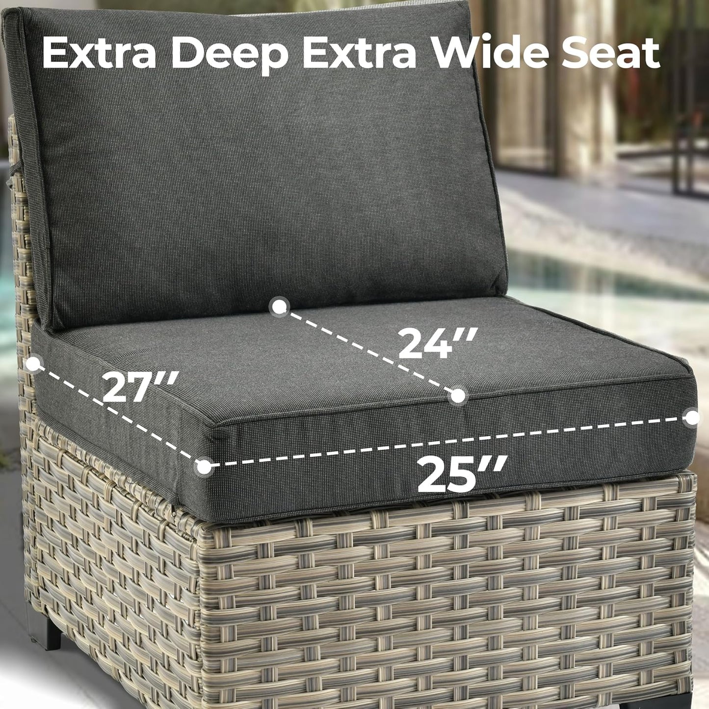 HOOOWOOO Outdoor Sectional Patio Furniture Set,9 Pieces Wicker Conversation Sets L Shaped Couch,Extra Deep Out Door Sofa Outside Furniture with Rocking Chairs,Black