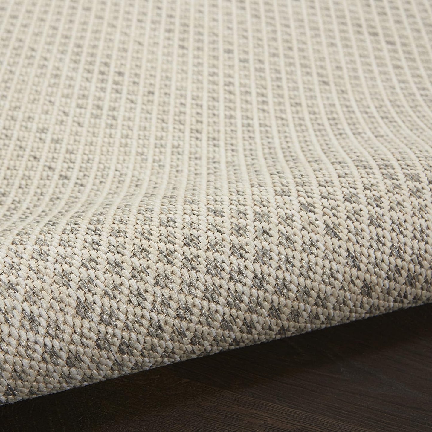 Nourison Home Courtyard Indoor/Outdoor Ivory Silver 2'2" x 20' Area Rug, Easy Cleaning, Non Shedding, Bed Room, Living Room, Dining Room, Backyard, Deck, Patio (2x20)