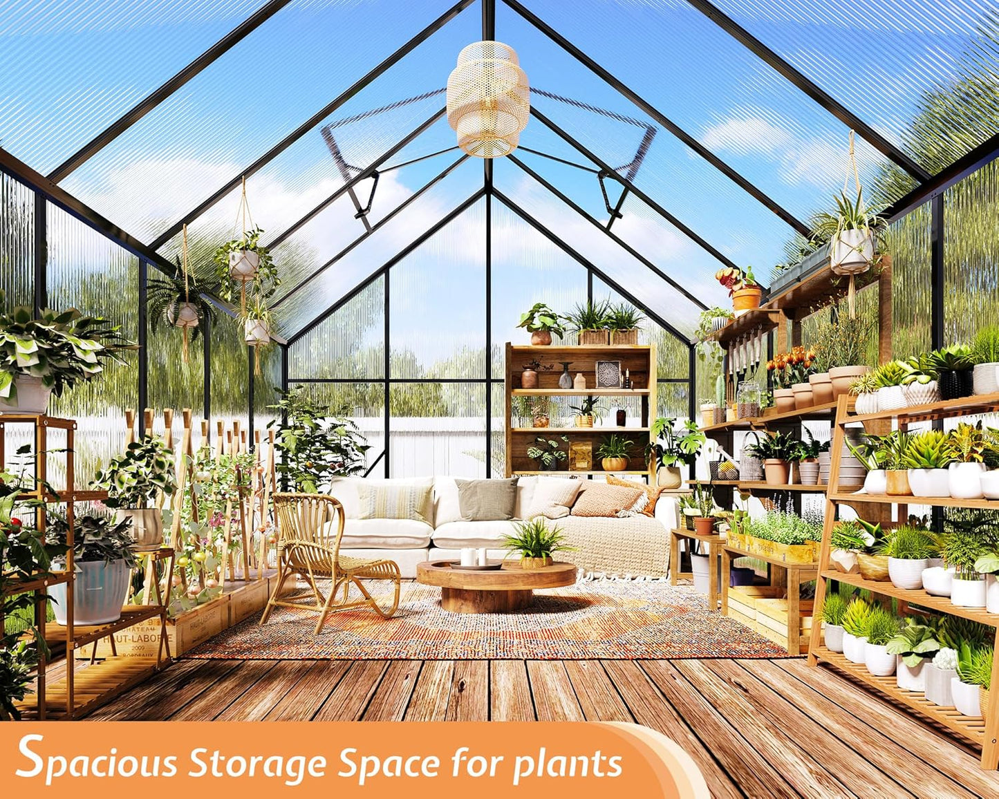 Jocisland 8x11.5x7 FT Polycarbonate Greenhouses for Outdoors, 2 Top-Opening Windows, 2 Swing Doors, Aluminum Walk-in Heavy Duty for Outdoor Use, Backyard Garden, Black