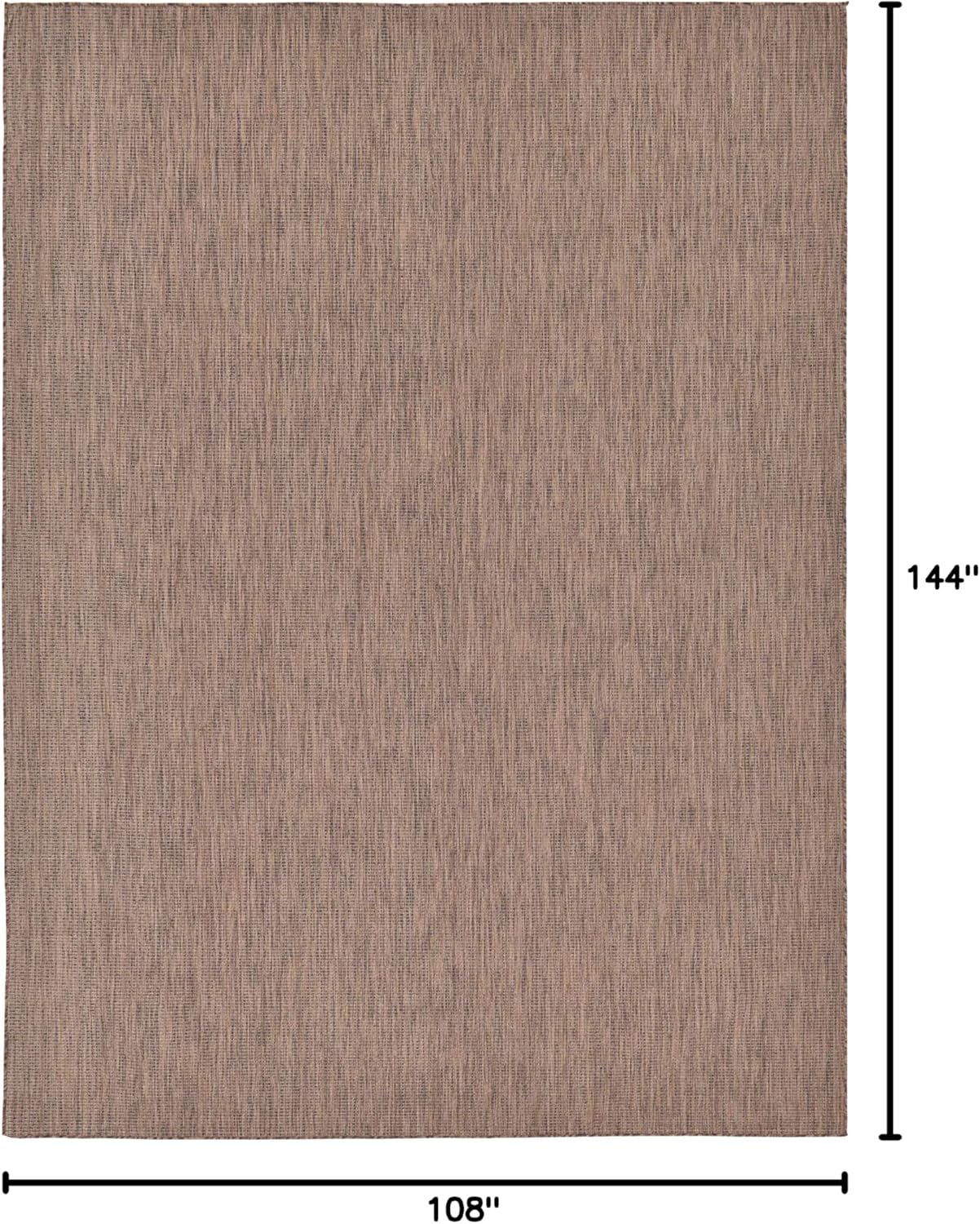 Unique Loom Collection Casual Transitional Solid Heathered Indoor/Outdoor Flatweave Area Rug (9' x 12' Rectangle, Light Brown/Ivory)