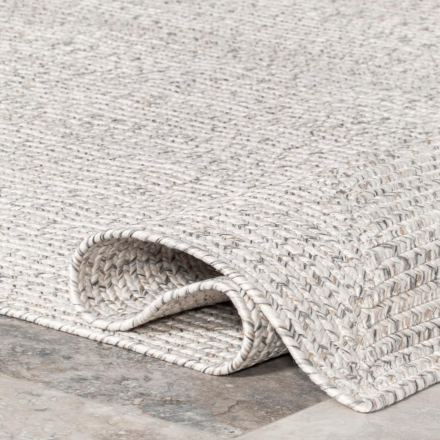 nuLOOM 2' x 14' Solid Hand Braided Indoor/Outdoor Area Rug, Pet-Friendly, High Traffic, Weather Resistant, for Patio, Balcony, Bedroom, Living, Dining Room, Wynn Ivory