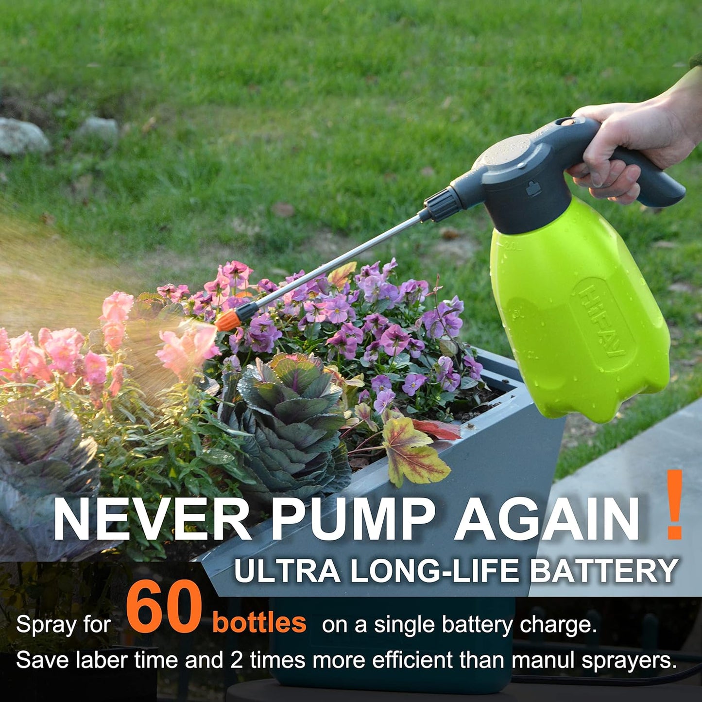 ES2-PRO Electric Spray Bottle 2L/0.5Gallon, Rechargeable Battery Powered Sprayer Spray 60 Bottles On a Single Charge, Automatic Plant Mister，Pump Sprayer,Indoor Watering Can for Plants