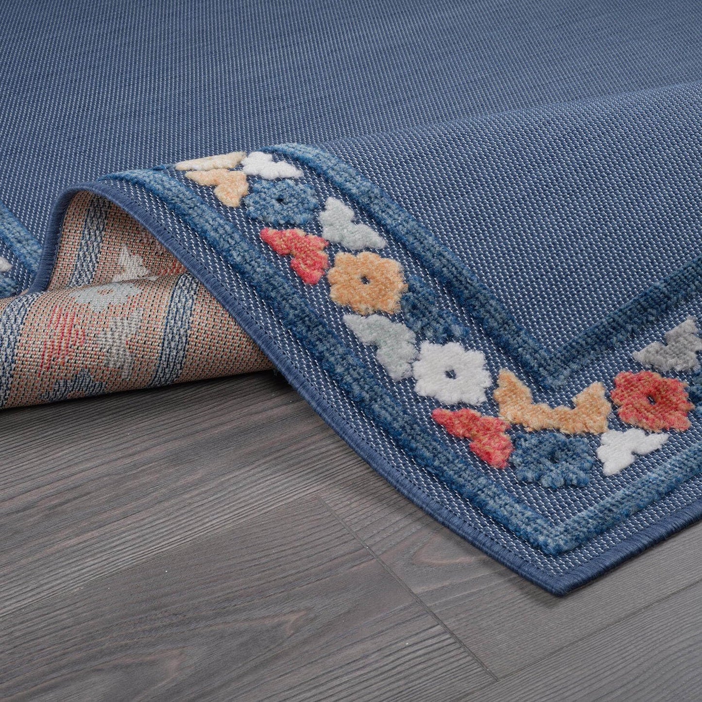 Beverly Rug Outdoor Rug 9x12 Modern Bordered Large Area Rugs for Indoor and Outdoor Patio Easy to Clean Non Shedding Living Room Porch Garden Washable Outside Carpet (9 x 12 Blue)