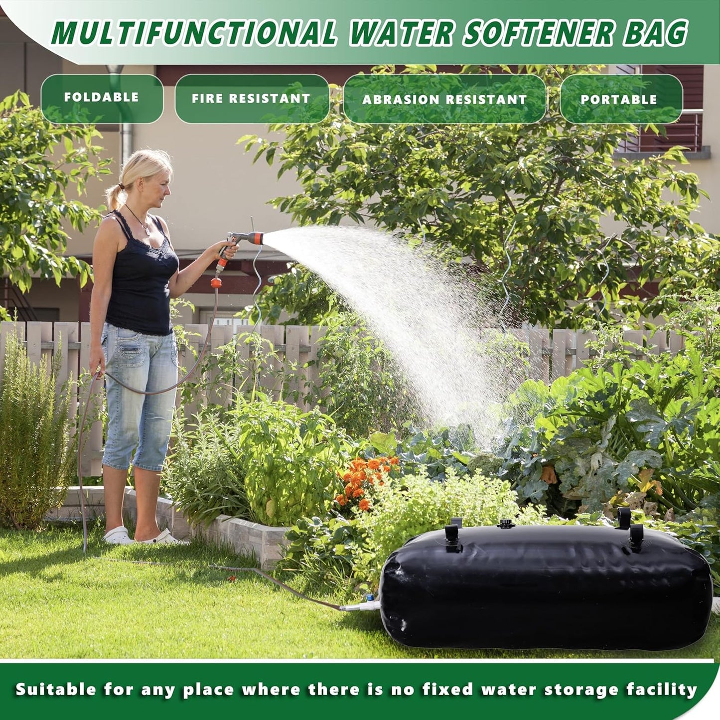 MXQMKL 540 L/142 gal Water Bladder Storage Containers, Foldable Portable Water Tank Large Capacity Soft Water Bag, Drought Resistance, Fire Prevention, Emergency Water