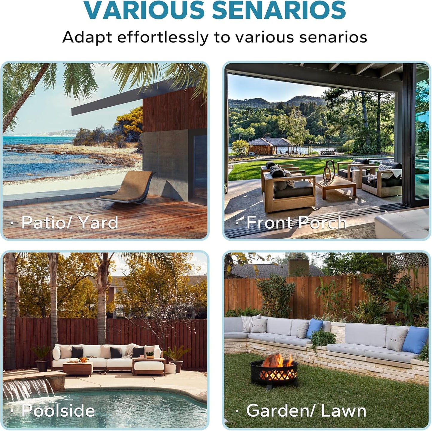 4 Pieces Patio Outdoor Conversation Furniture Set with Cushions, All-Weather Wicker Ottomans, PE Rattan 2 Chairs for Backyard, Deck, Lawn (Navy Blue)