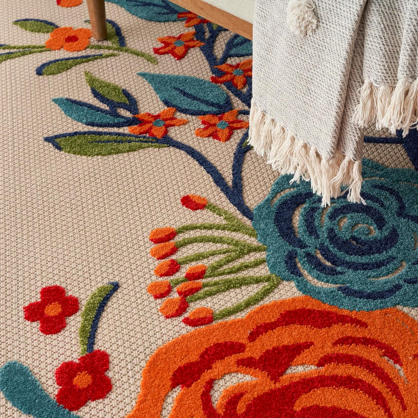 Nourison Home Aloha Indoor/Outdoor Modern Multicolor 7' x 10' Area Rug, Easy Cleaning, Non Shedding, Bed Room, Living Room, Dining Room, Kitchen (7x10)