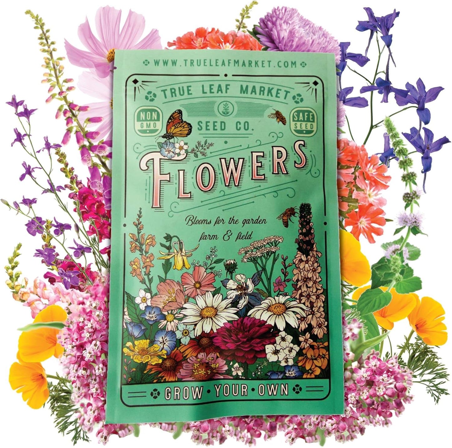 Pollinator Wildflower Seeds Bulk – 1 lb, 640,000+ Seeds – 23 Variety Mix for Hummingbirds & Butterflies – Non-GMO Annual & Perennial Flower Seed for Planting