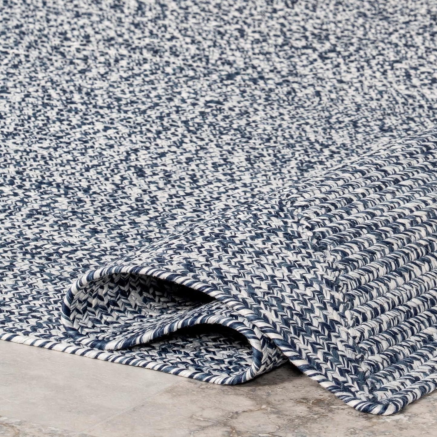 nuLOOM 2' x 16' Solid Hand Braided Indoor/Outdoor Area Rug, Pet-Friendly, High Traffic, Weather Resistant, for Patio, Balcony, Bedroom, Living, Dining Room, Wynn Navy