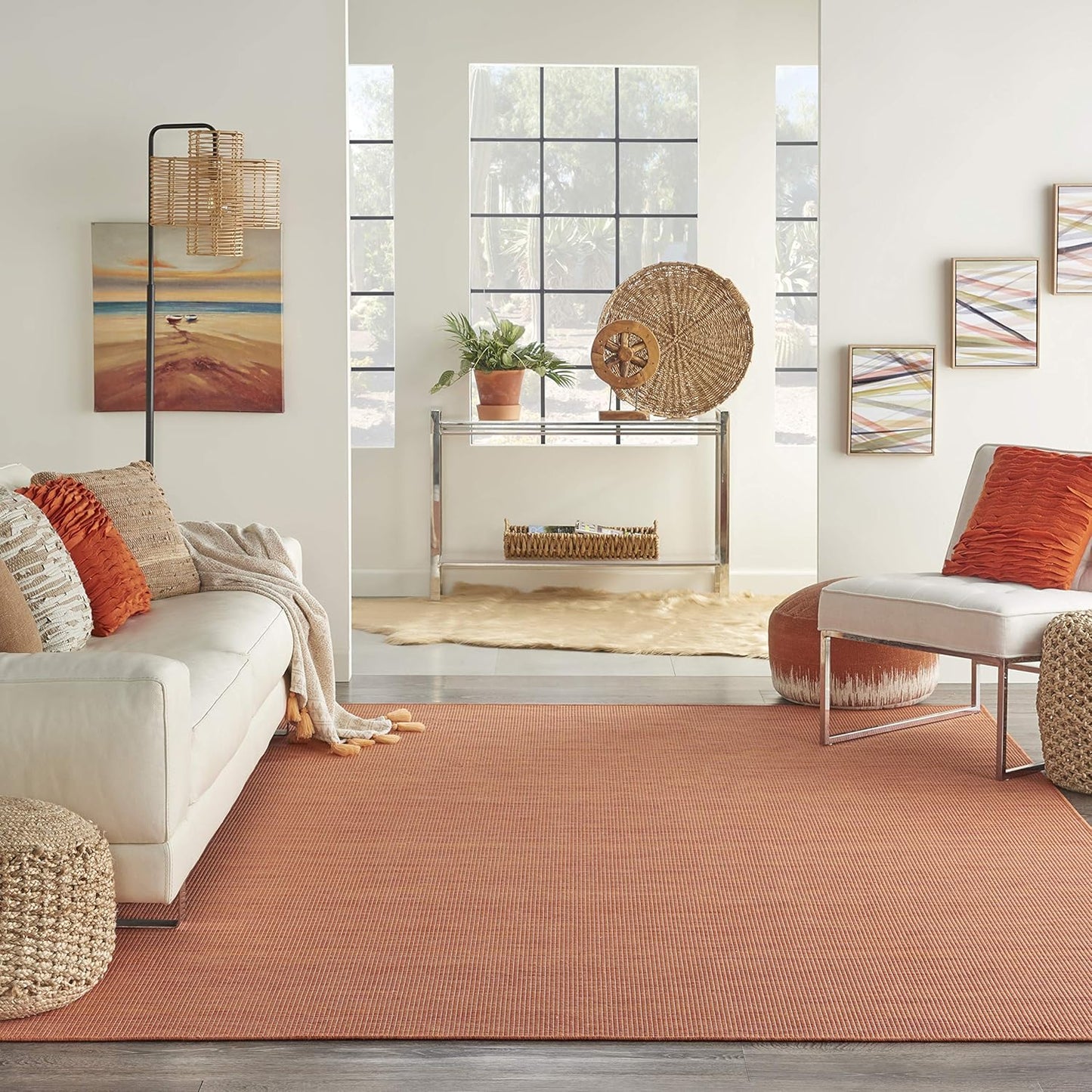 Nourison Positano Indoor/Outdoor Terracotta 2'2" x 12' Area Rug, Easy Cleaning, Non Shedding, Bed Room, Living Room, Dining Room, Backyard, Deck, Patio (2x12)
