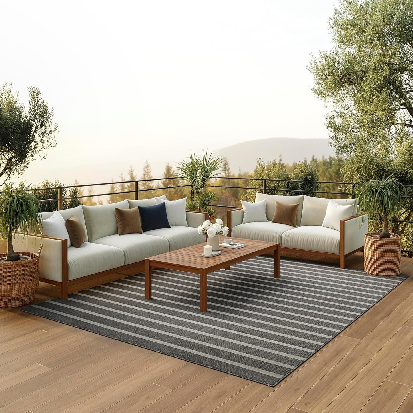 Nourison Home Positano 9' x 12' Charcoal Ivory Area Rug