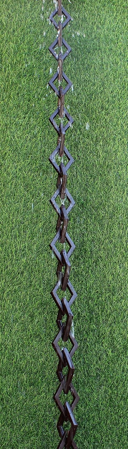 KAM Home Diamond Links Rain Chain with Installation Kit (Brown, 13)
