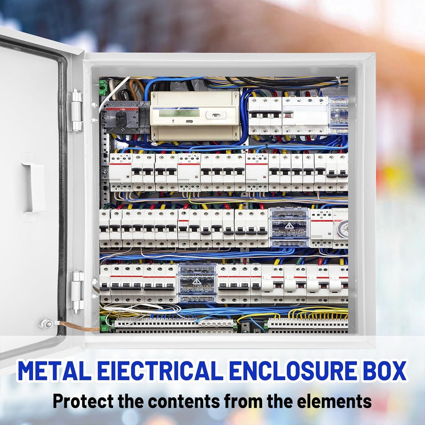 Outdoor Electrical Box 12 x 12 x 8''D NEMA 4X Enclosure Steel Box, Waterproof & Dustproof Outdoor/Indoor Lockable Electrical Junction Box, with Mounting Plate