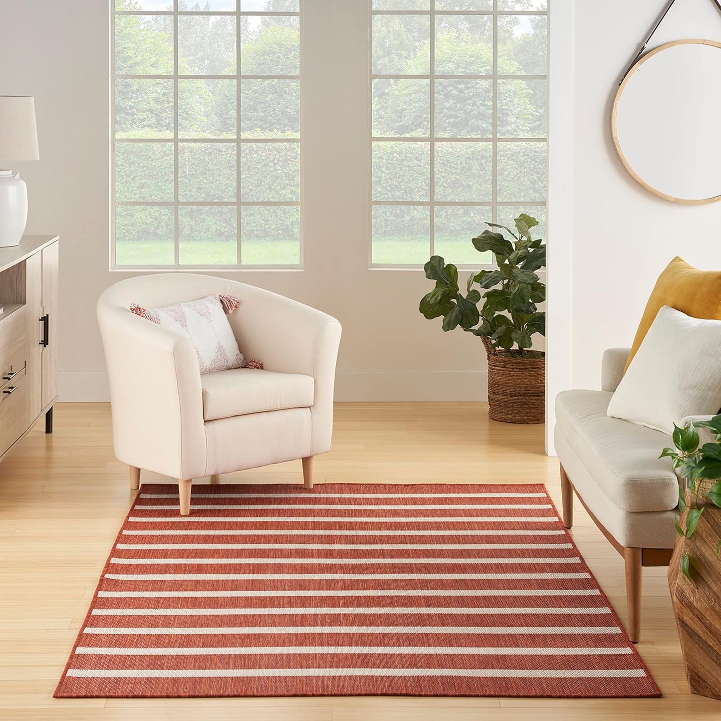 Nourison Home Positano 5' x 7' Fabric Terracotta Area Rug