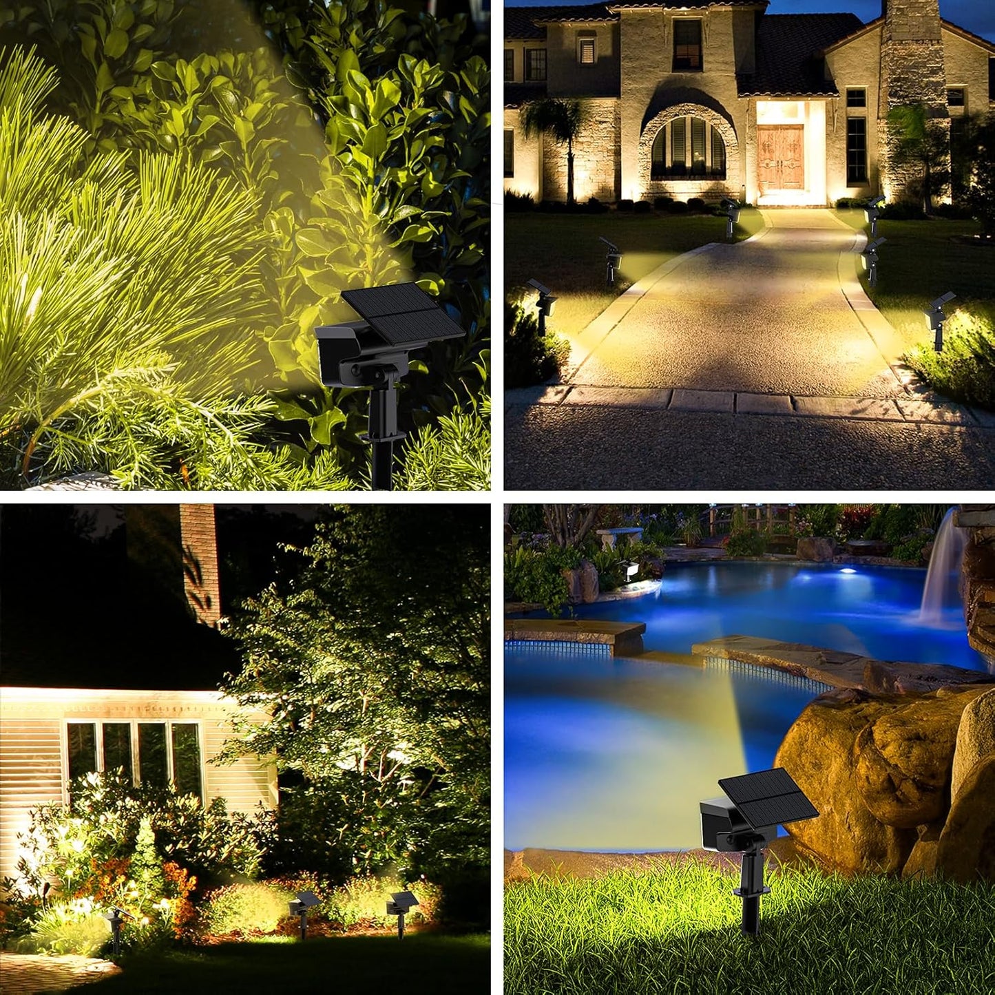 WELALO Solar Spot Lights Outdoor, [10 Pack/3 Modes] Solar Landscape Spotlights, Adjustable Solar Powered Security Lights, IP65 Waterproof Wall Lights for Walkway, Yard, Garden, Driveway (Warm White)