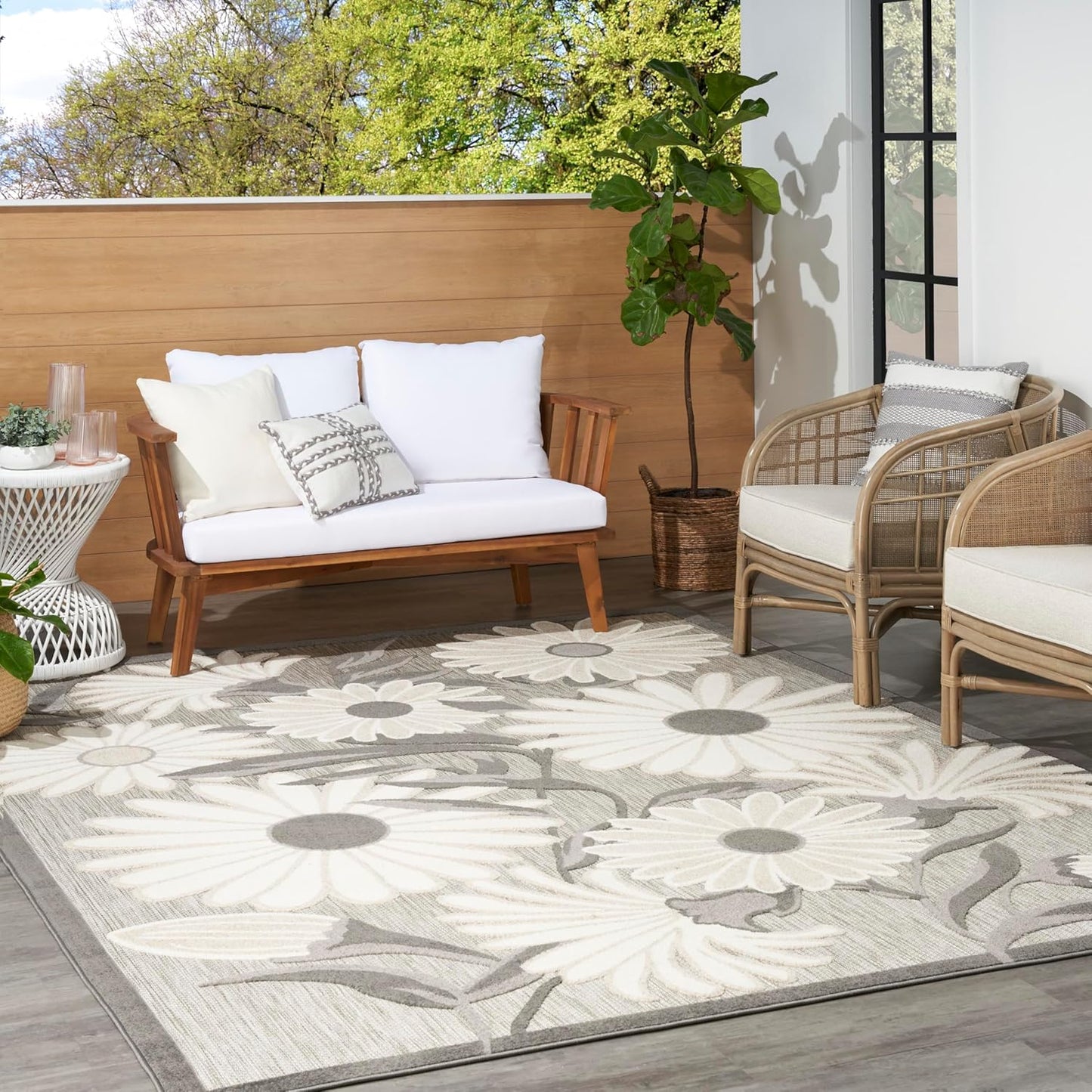 Nourison Home Aloha 8' x 11' Beige Fabric Contemporary Area Rug (8' x 11')