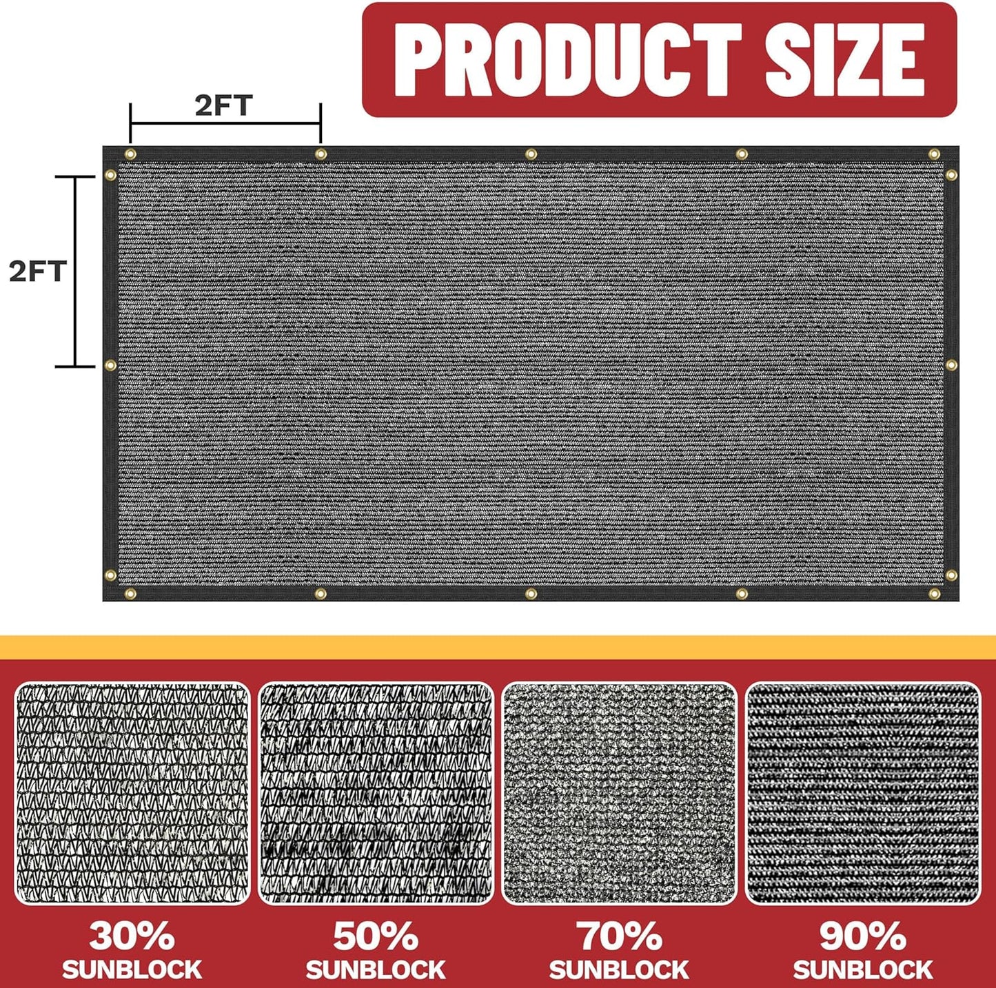 ShadeMart 50% Shade Cloth for Plant, Black 4FT x 55FT Custom Size Outdoor Shade Tarp, Shade Cover with Upgrade Grommets and Zip Ties, Netting Sunblock Net for Vegetables Flower Garden Greenhouse