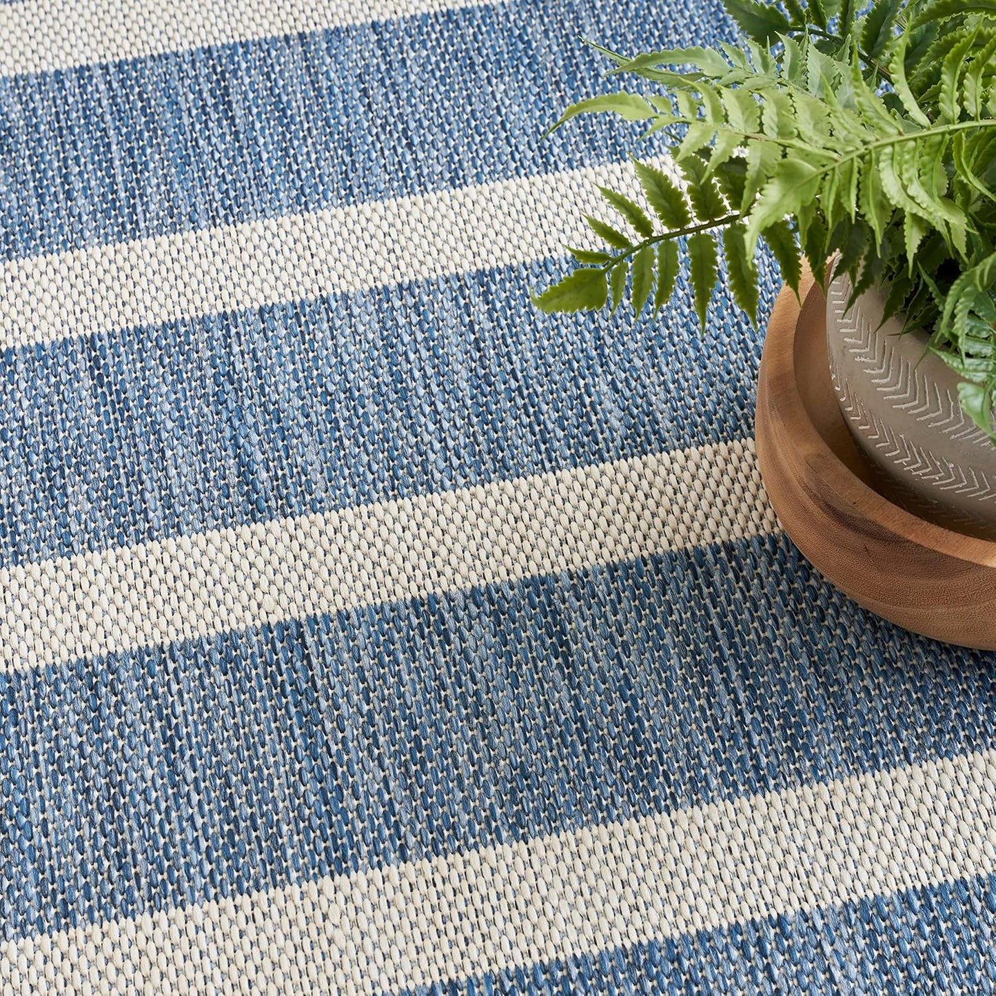 Nourison Home Positano Indoor/Outdoor Navy Ivory 5' x 7' Area Rug, Easy Cleaning, Non Shedding, Bed Room, Living Room, Dining Room, Deck, Backyard, Patio (5x7)