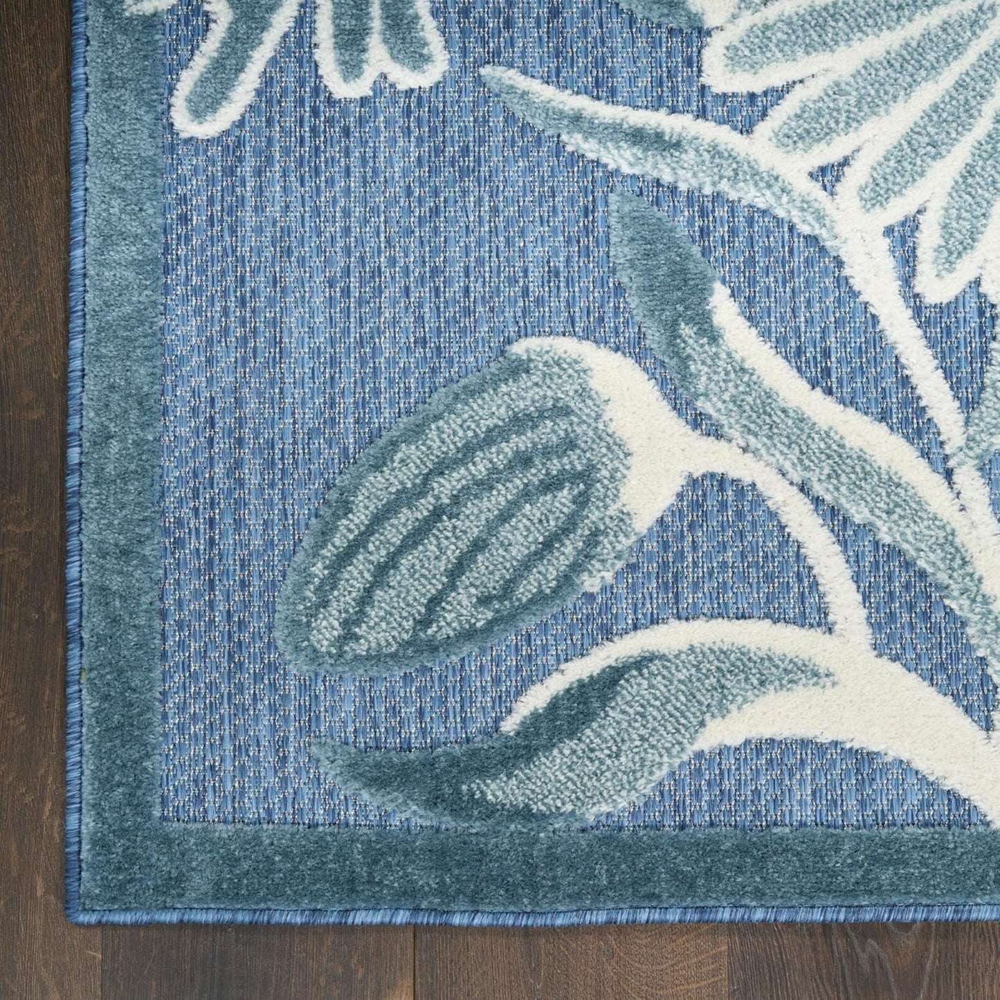 Nourison Aloha Blue 3'6" x 5'6" Area Rug - Easy Clean, Non Shedding, Bed Room, Living Room, Dining Room, Kitchen (4' x 6')