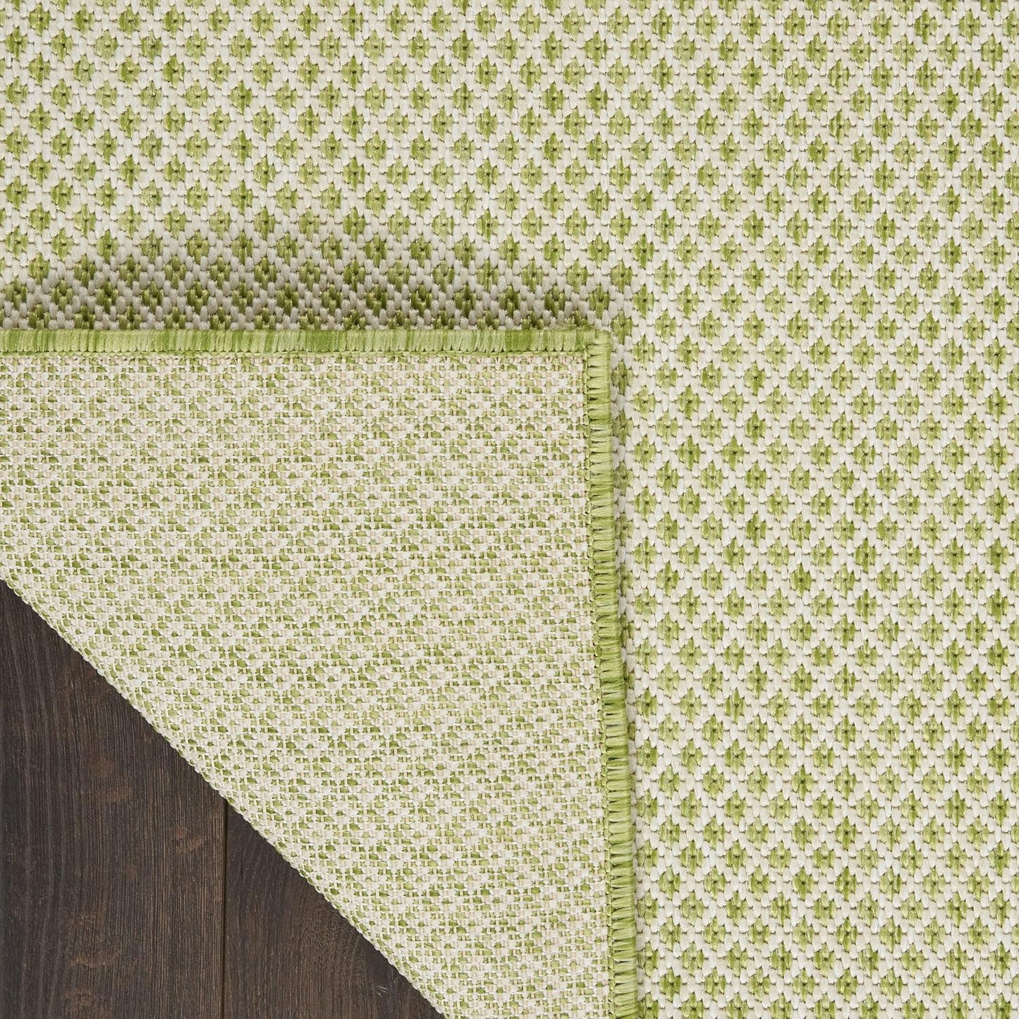 Nourison Courtyard Indoor/Outdoor Ivory Green 9' x 12' Area Rug, Geometric, Easy Cleaning, Non Shedding, Bed Room, Living Room, Dining Room, Deck, Patio, Backyard (9x12)