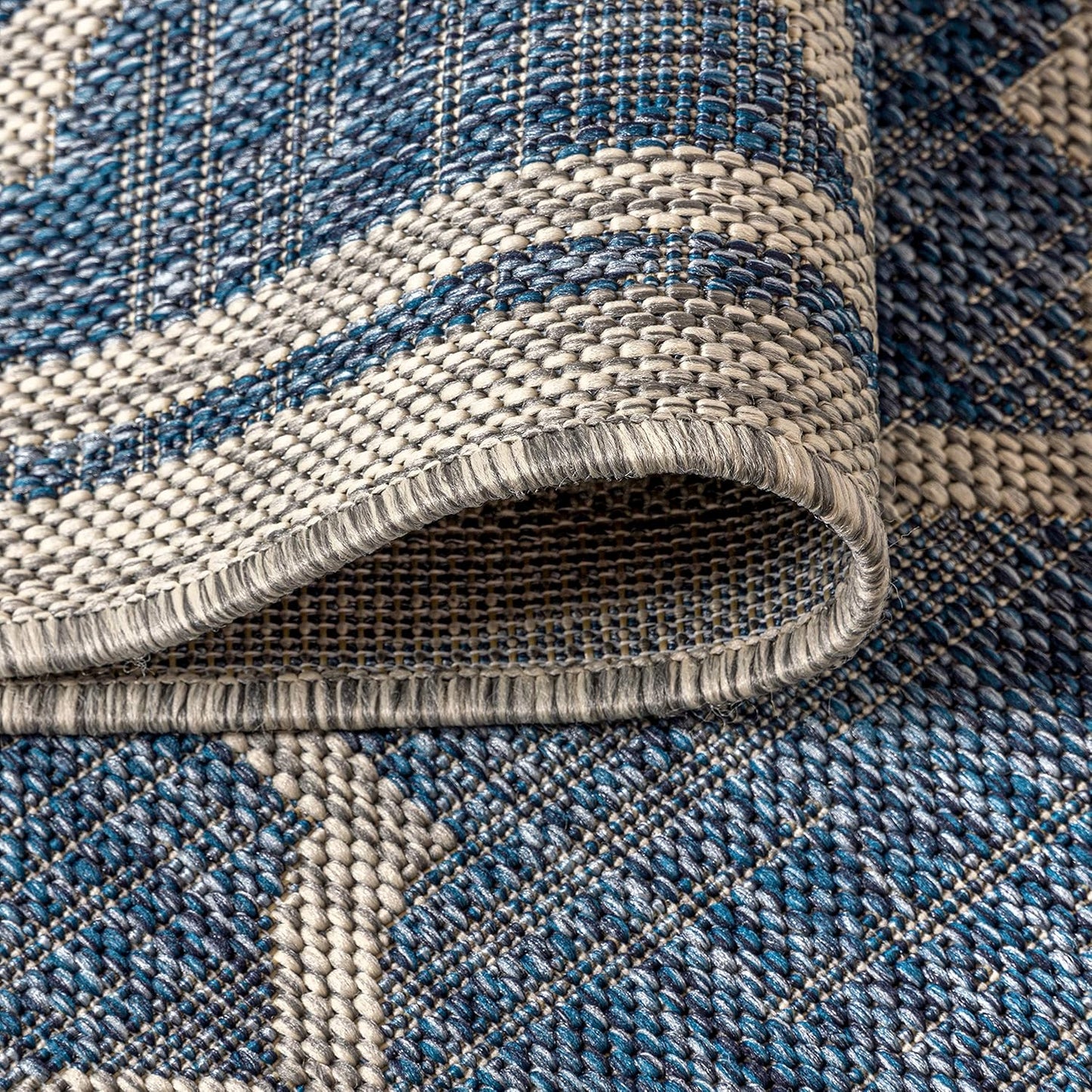Eyely BMS109D-6 Santa Monica Trebol Moroccan Trellis Textured Weave, Pet Friendly, Non-Shedding, Stain Resistant, Easy-Cleaning, Navy/Gray, 6 ft. x 9 ft., Indoor/Outdoor, Area Rug