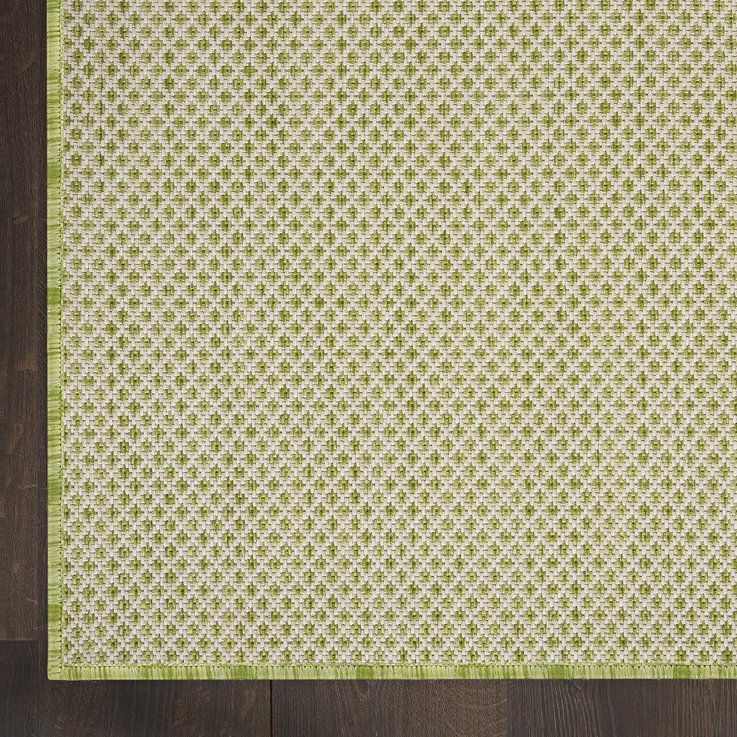 Nourison Home Courtyard Indoor/Outdoor Ivory Green 5' x Square Area Rug, Easy Cleaning, Non Shedding, Bed Room, Living Room, Dining Room, Backyard, Deck, Patio (5 Square)