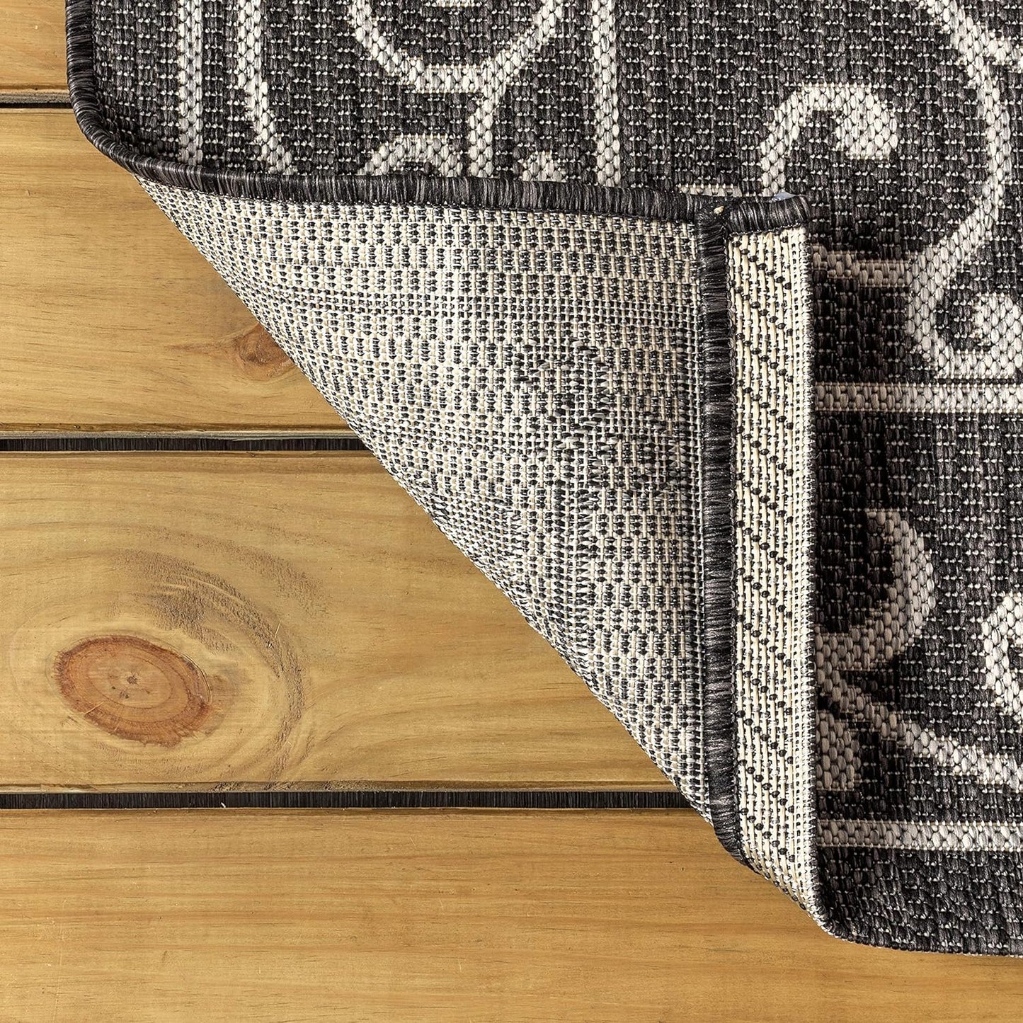 JONATHAN Y SMB106G-8SQ Charleston Vintage Filigree Textured Weave Black/Gray 8' Square Indoor/Outdoor Area Rug, Pet Friendly, Non-Shedding, Stain Resistant, Easy-Cleaning for Backyard, Patio, Porch