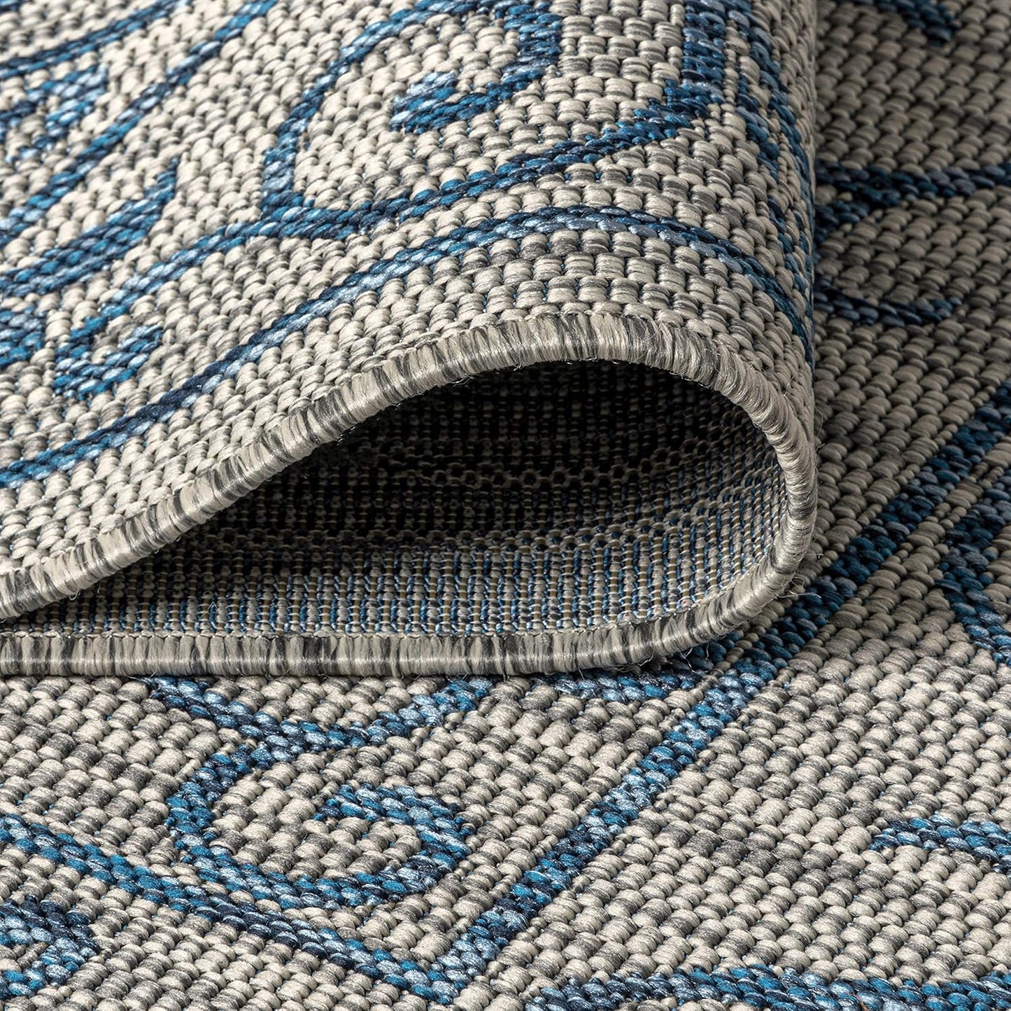 JONATHAN Y SMB106C-6R Charleston Vintage Filigree Textured Weave Gray/Navy 6' Round Indoor/Outdoor Area Rug, Pet Friendly, Non-Shedding, Stain Resistant, Easy-Cleaning for Backyard, Patio, Porch